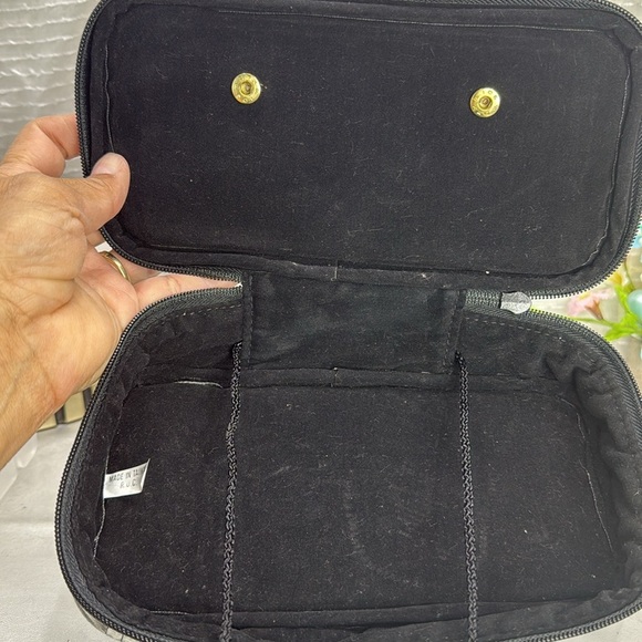 (E4) Vintage Neiman Marcus black straw print travel bag - Picture 8 of 12